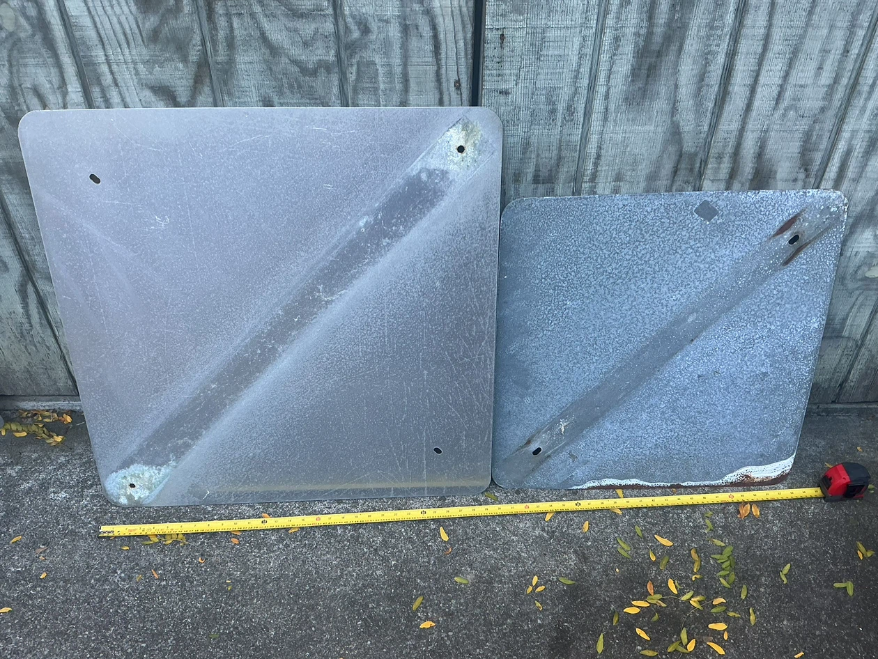 Two Vintage Metal Traffic Signs - photo 4
