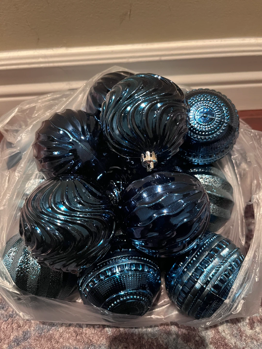 Set of 19 Blue Christmas Ornaments