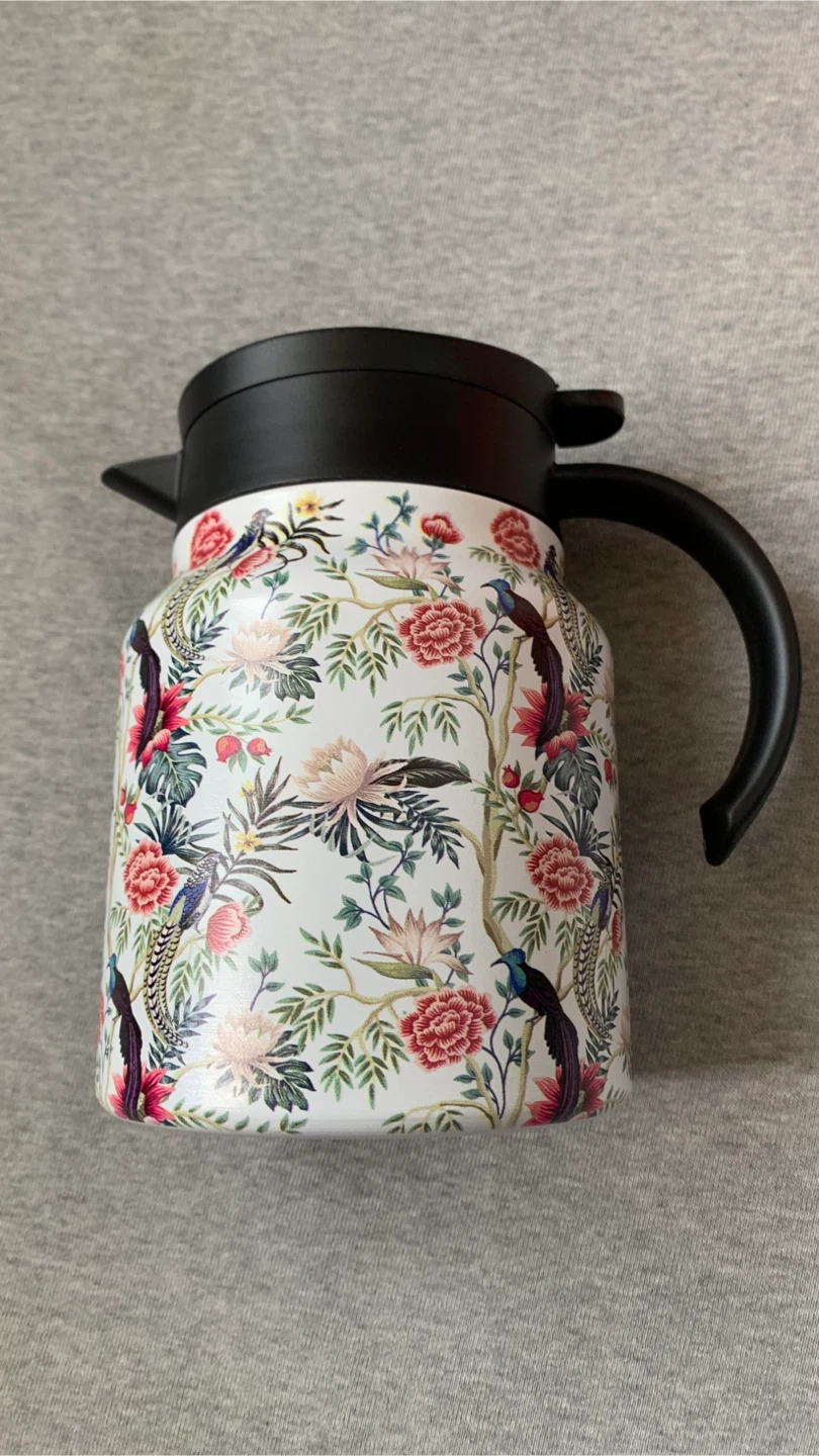 Floral + Blue Bird Stainless Steel Vacuum Tea/Coffee Carafe