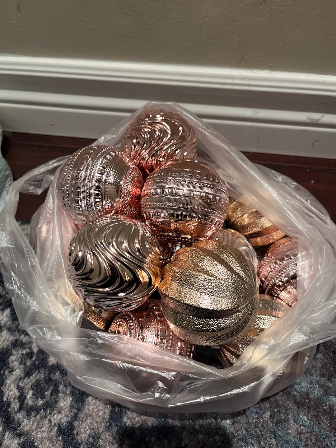 Set of 15 Rose Gold Christmas Ornaments