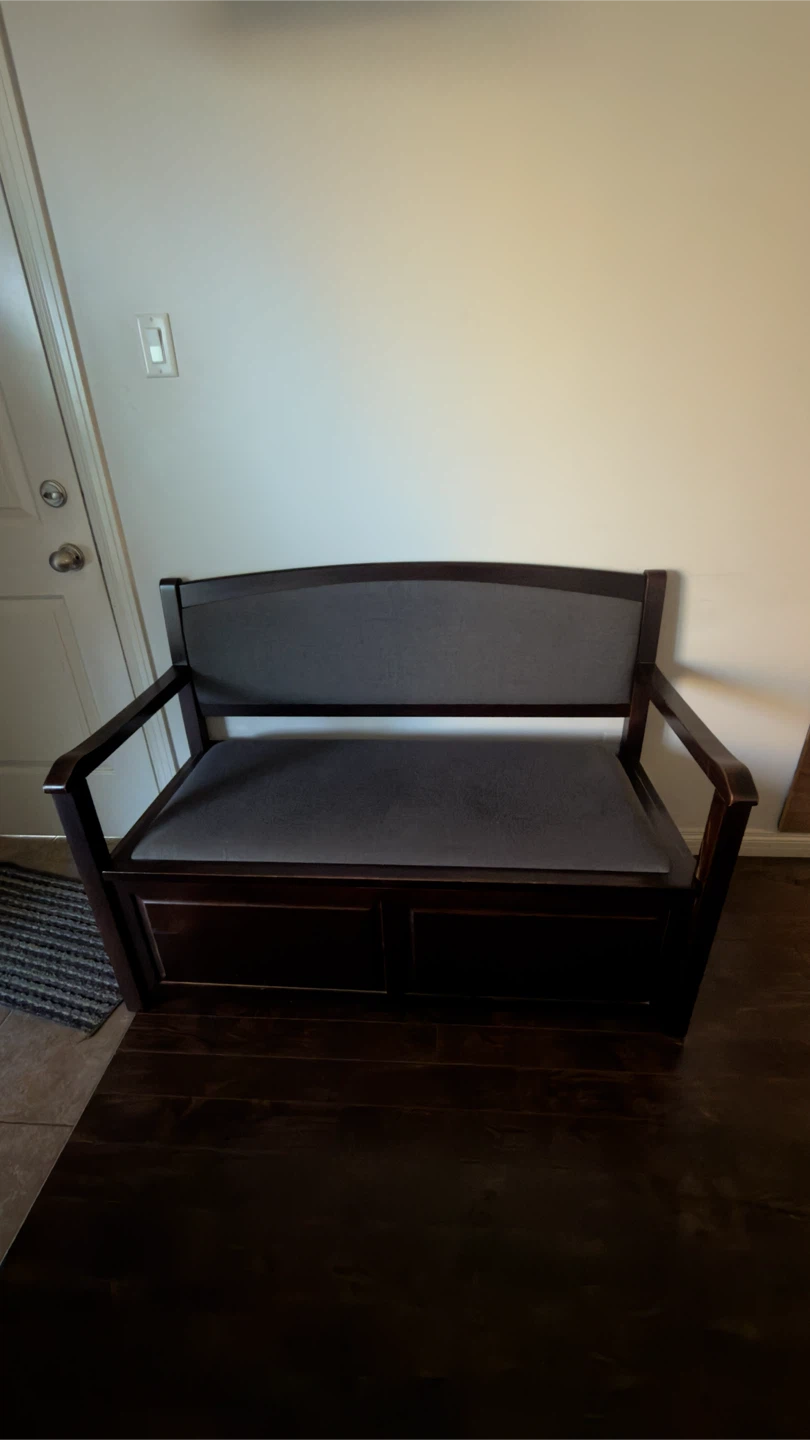 Dark Wood Storage Bench