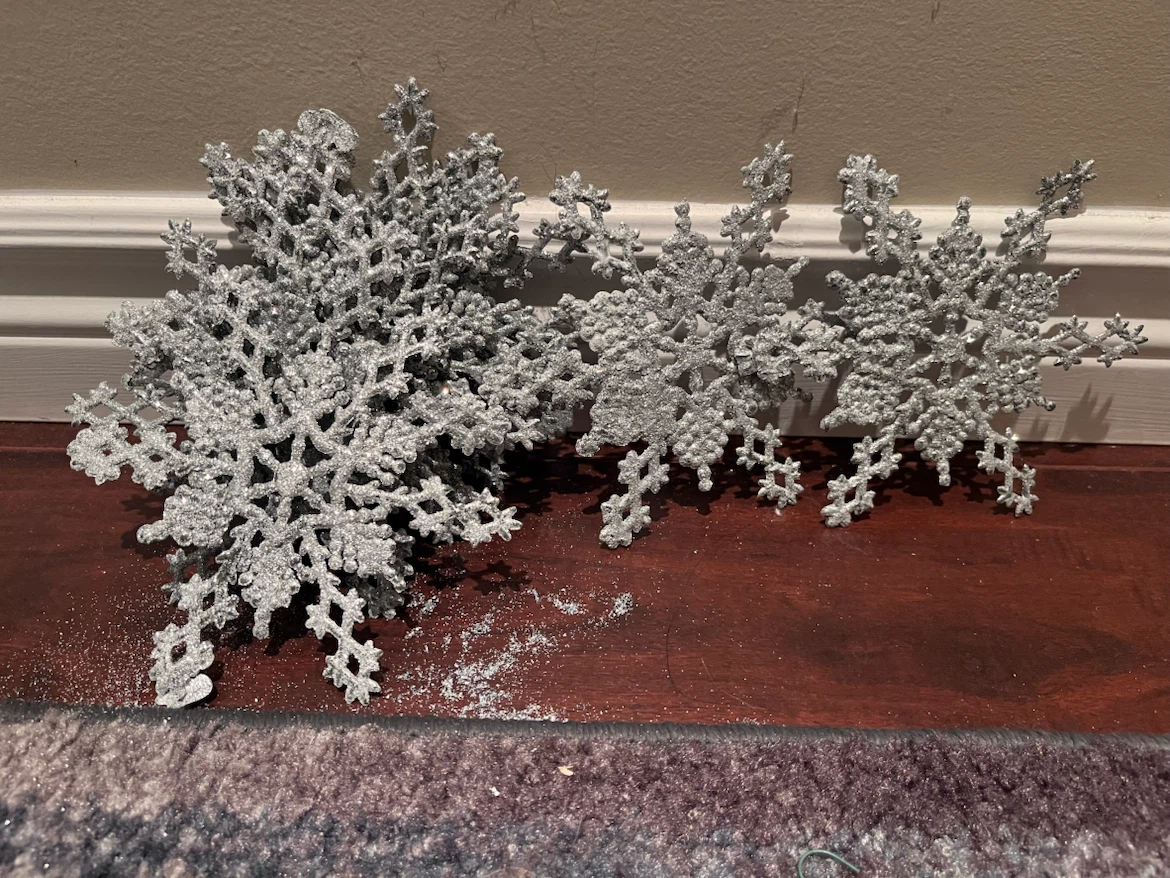 Silver Glitter Snowflake Decorations (10)