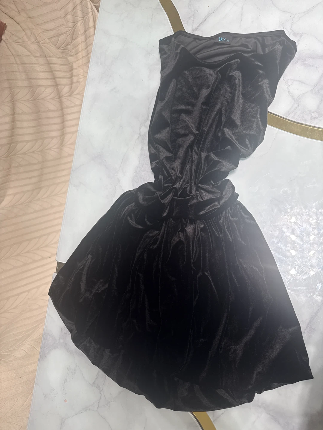 SKY plus Black Velvet Dress