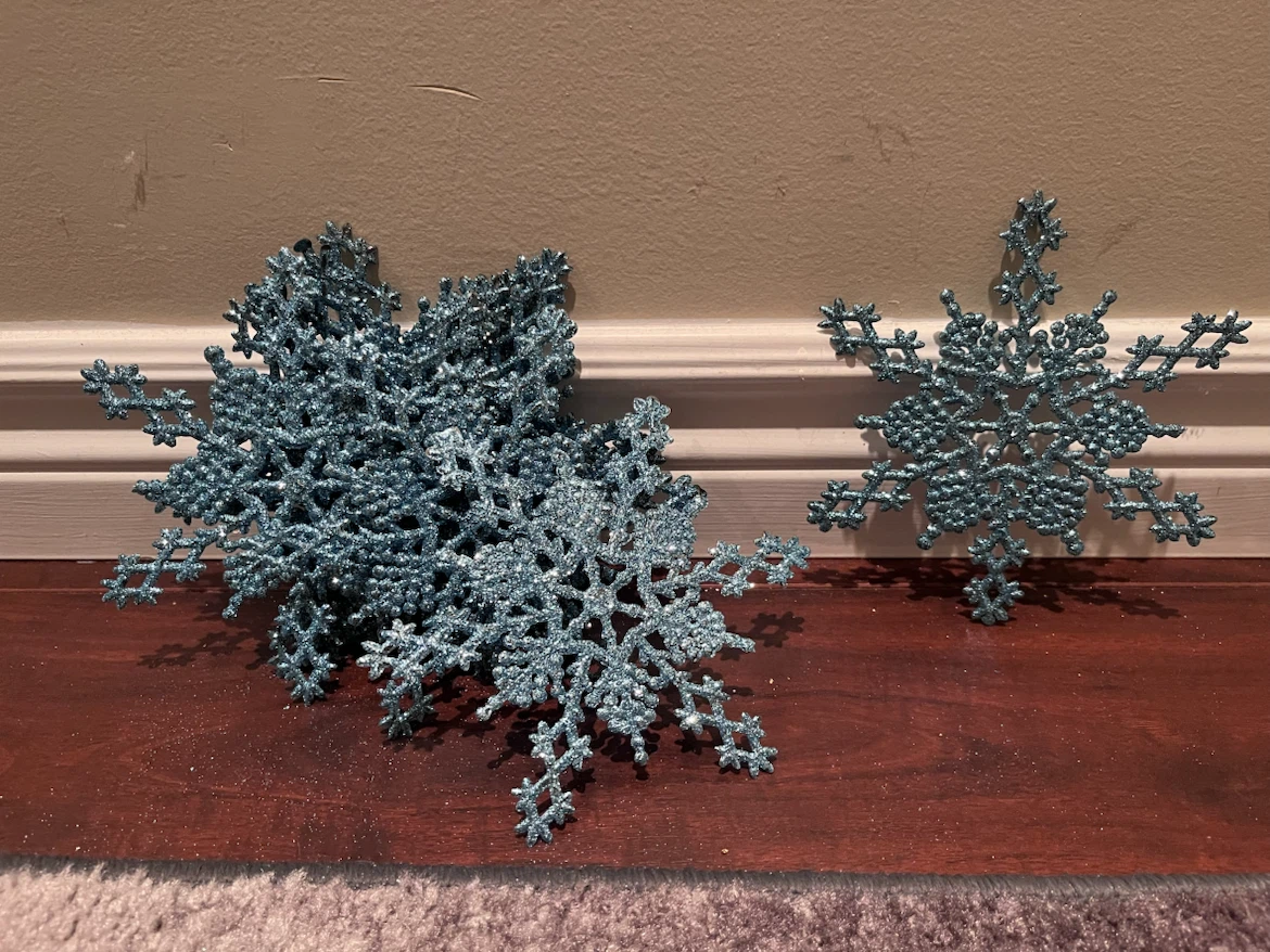 Glittery Blue Snowflake Ornaments (10)
