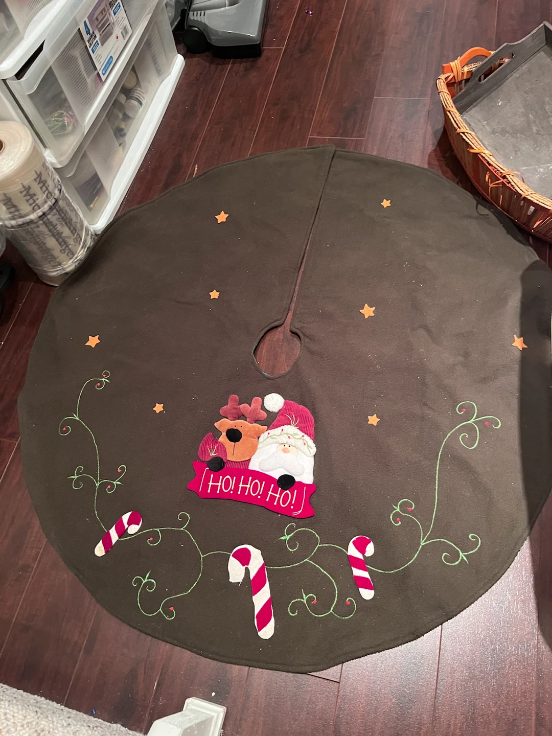 Christmas Tree Skirt with Santa and Reindeer