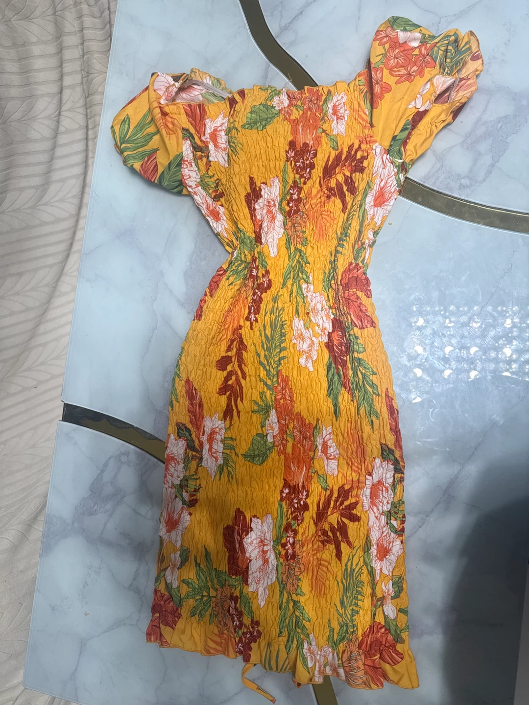 SHEIN Floral Off-Shoulder Smocked Dress