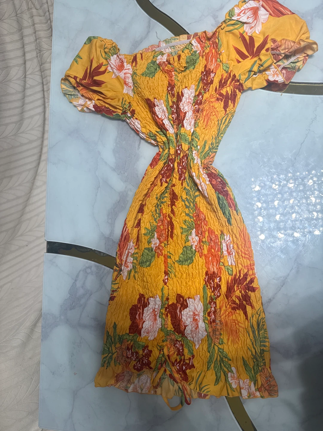 SHEIN Floral Off-Shoulder Smocked Dress - photo 4