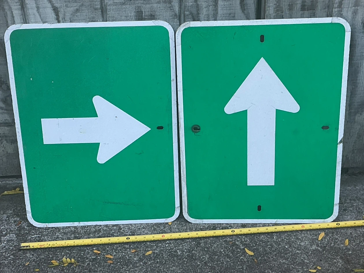 Two Metal Traffic Directional Signs !