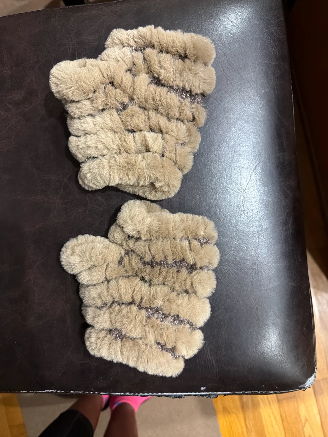 Tan Fur Fingerless Mittens
