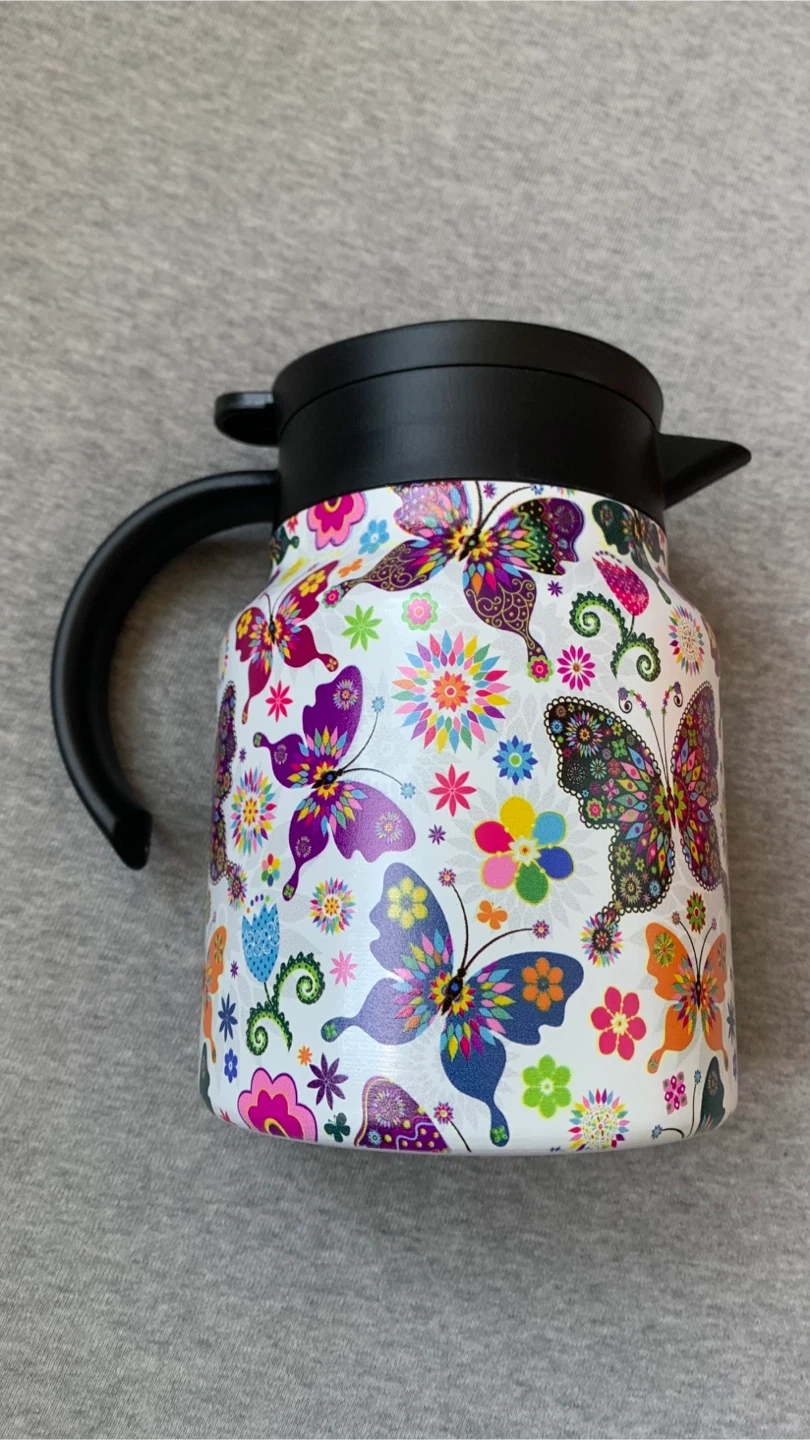 Butterfly print 1L stainless steel vacuum teapot - Brand New
