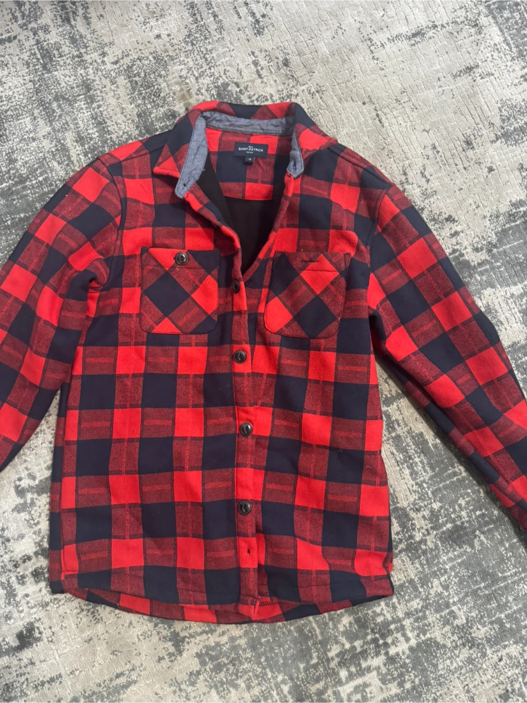 Rue Saint-Patrick Red and Black Plaid Flannel Shirt