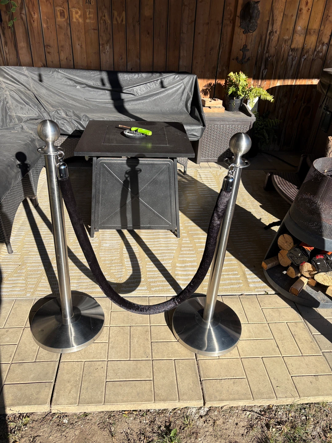 Stainless Steel Stanchion Posts with Black Velvet Rope