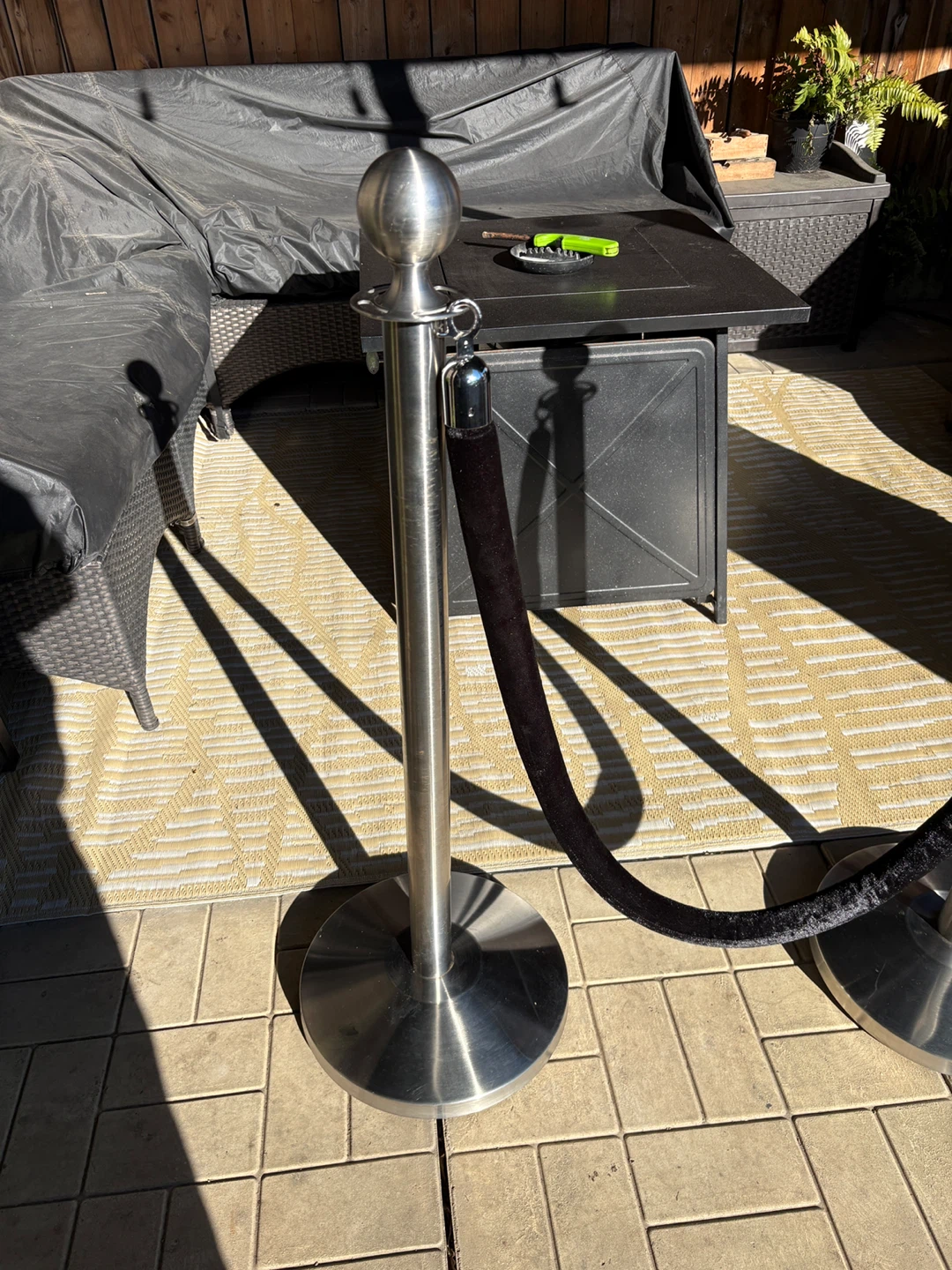 Stainless Steel Stanchion Posts with Black Velvet Rope - photo 2