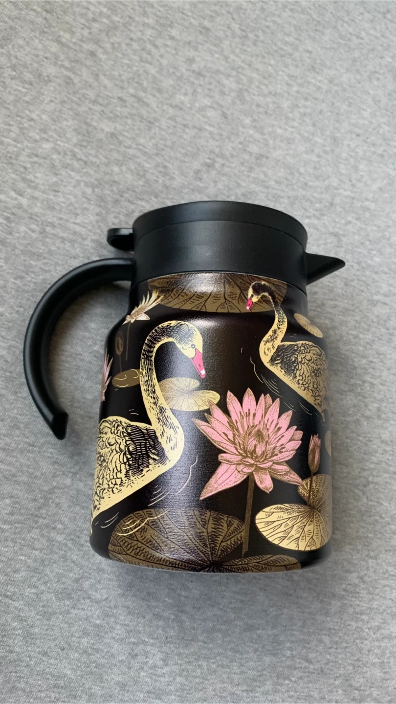 Swan + Lotus Pattern Vacuum Insulated Stainless Steel Carafe