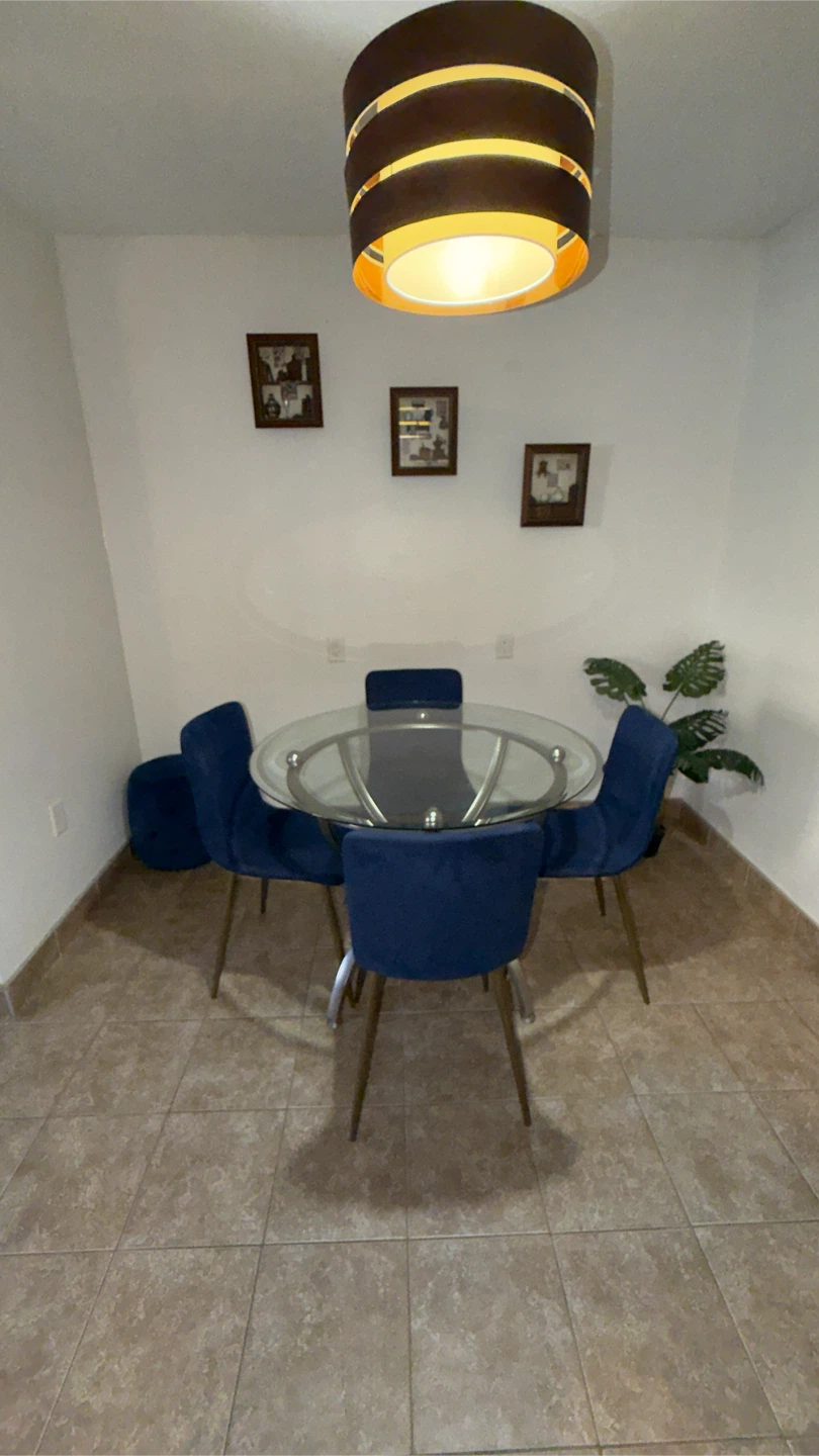 Set of 4 Navy Blue Velvet Dining Chairs