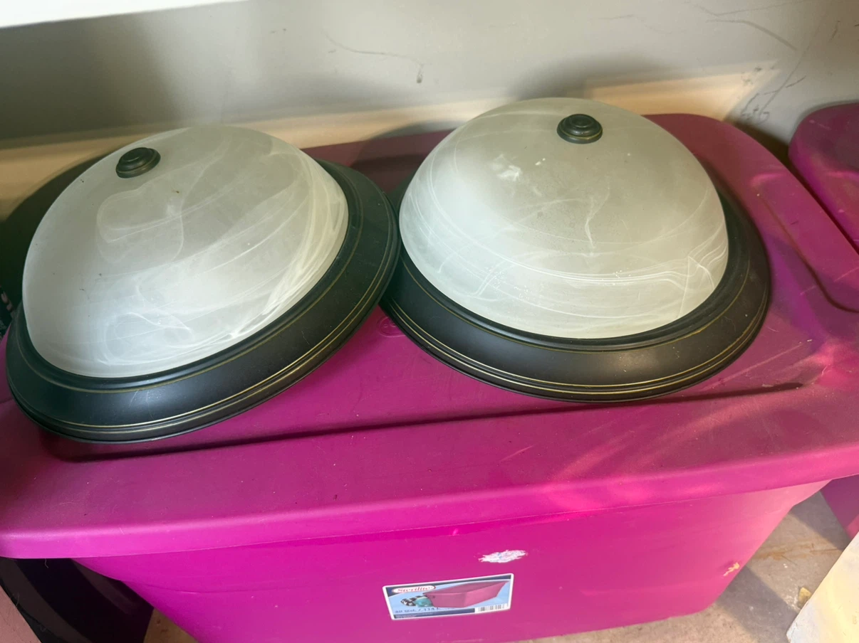 Set of Two Flush Mount Ceiling Light Fixtures