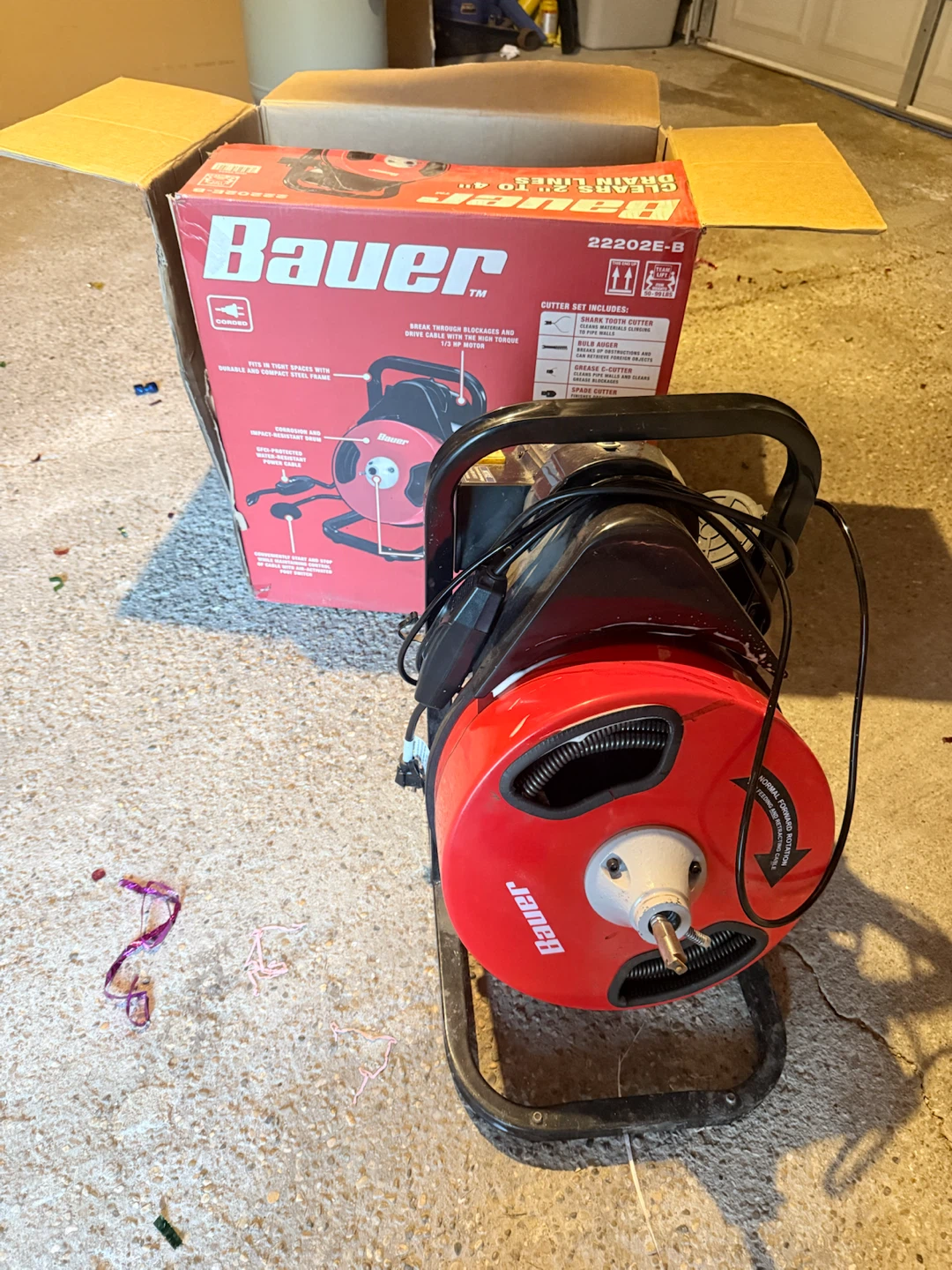 Bauer 1/3 HP Electric Drain Cleaner 22202E-B
