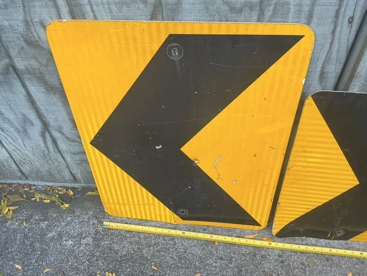 Two Vintage Metal Chevron Road Signs ! - photo 2