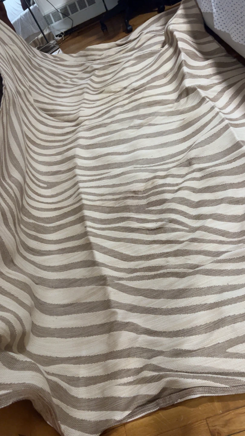 Tan and Cream Striped bamboo Area Rug