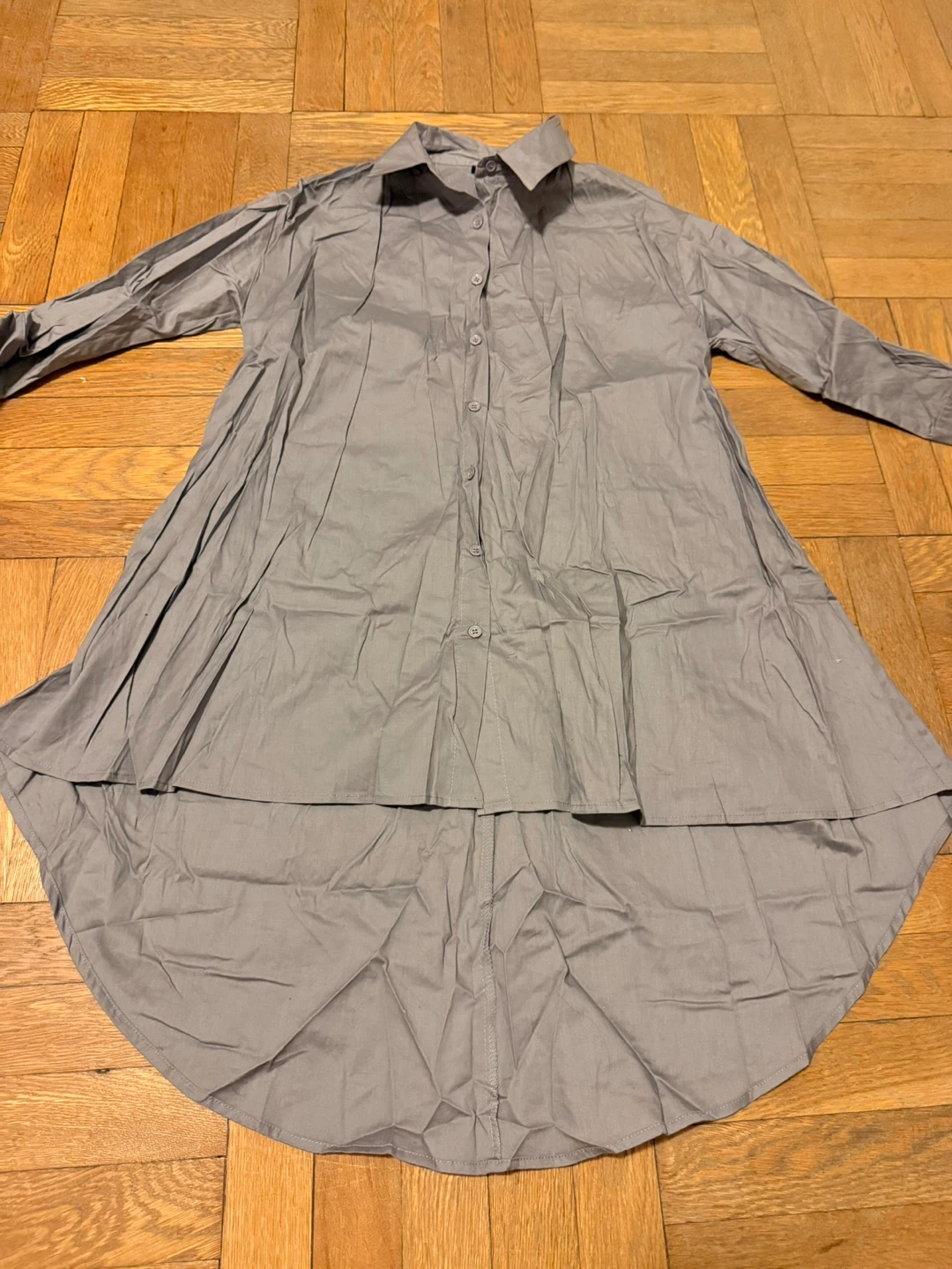 Blue/ Gray Button-Down Shirt Dress