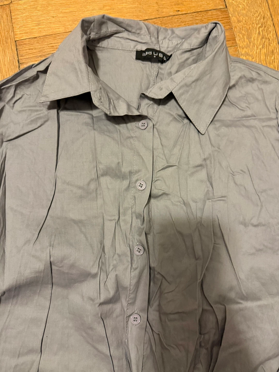 Blue/ Gray Button-Down Shirt Dress - photo 2
