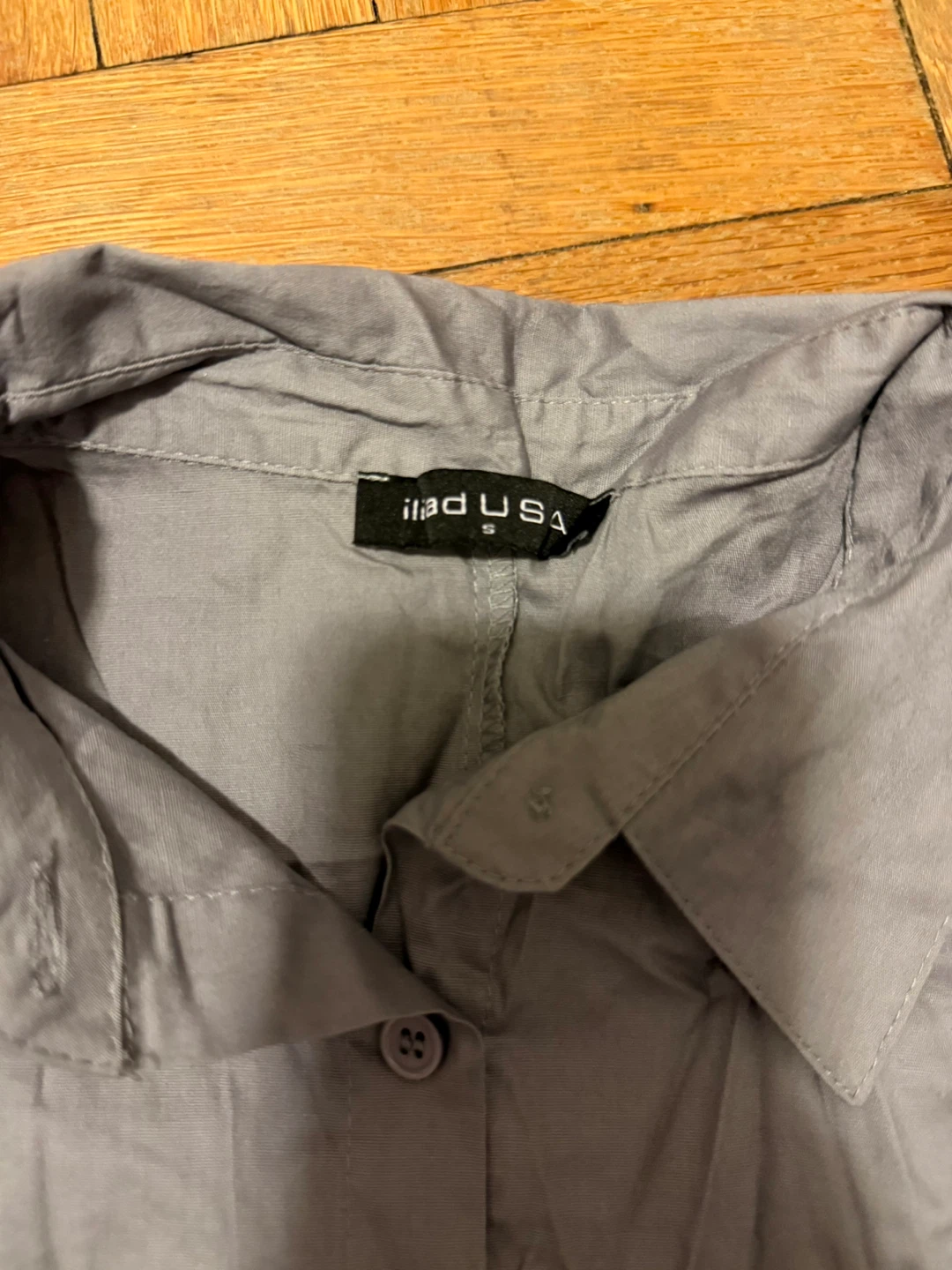 Blue/ Gray Button-Down Shirt Dress - photo 3