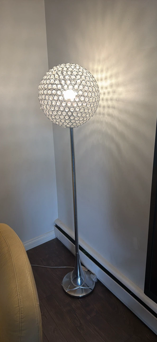 Chrome Crystal Globe Floor Lamp
