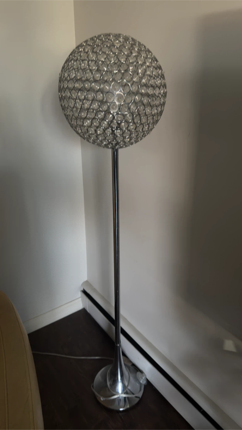 Chrome Crystal Globe Floor Lamp - photo 2