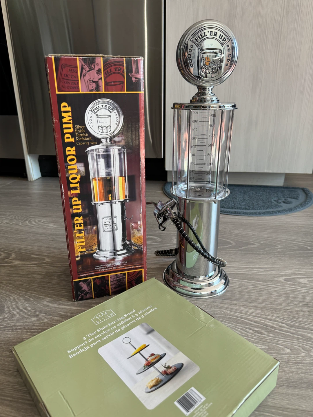 Vintage Liquor Pump Dispenser + FREE Serving Stand