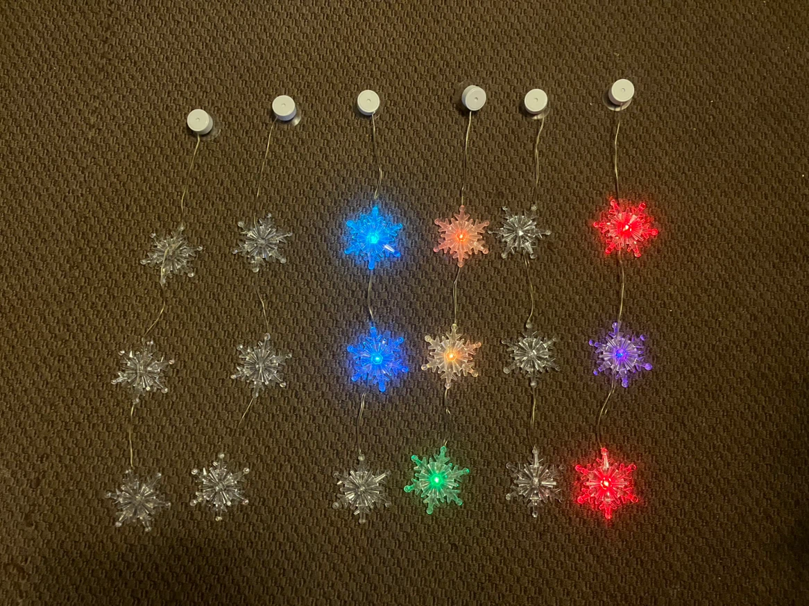 Set of 6 Hanging Snowflake LED Lights