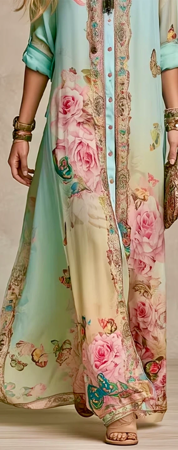 Floral Print Long sleeve Shirt Dress
