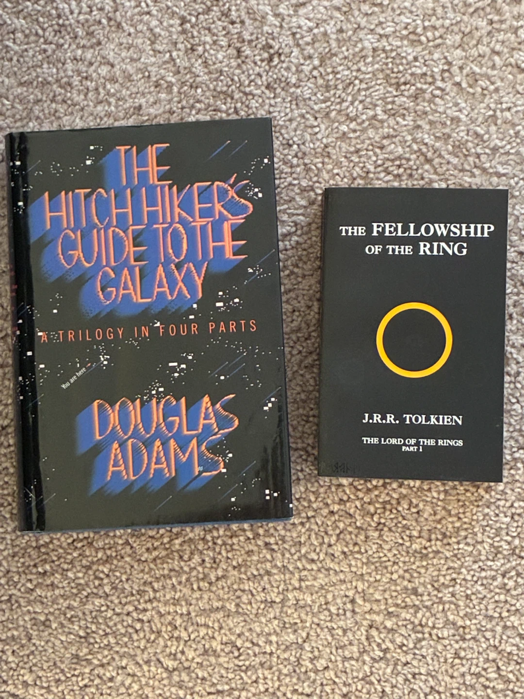 Hitchhiker's Guide and Fellowship of the Ring Books