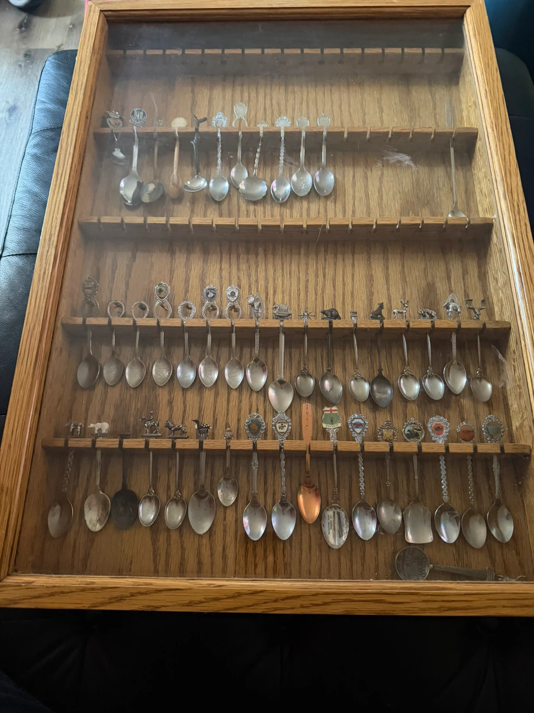 Vintage Souvenir Spoon Collection with Wood Display Case - photo 2