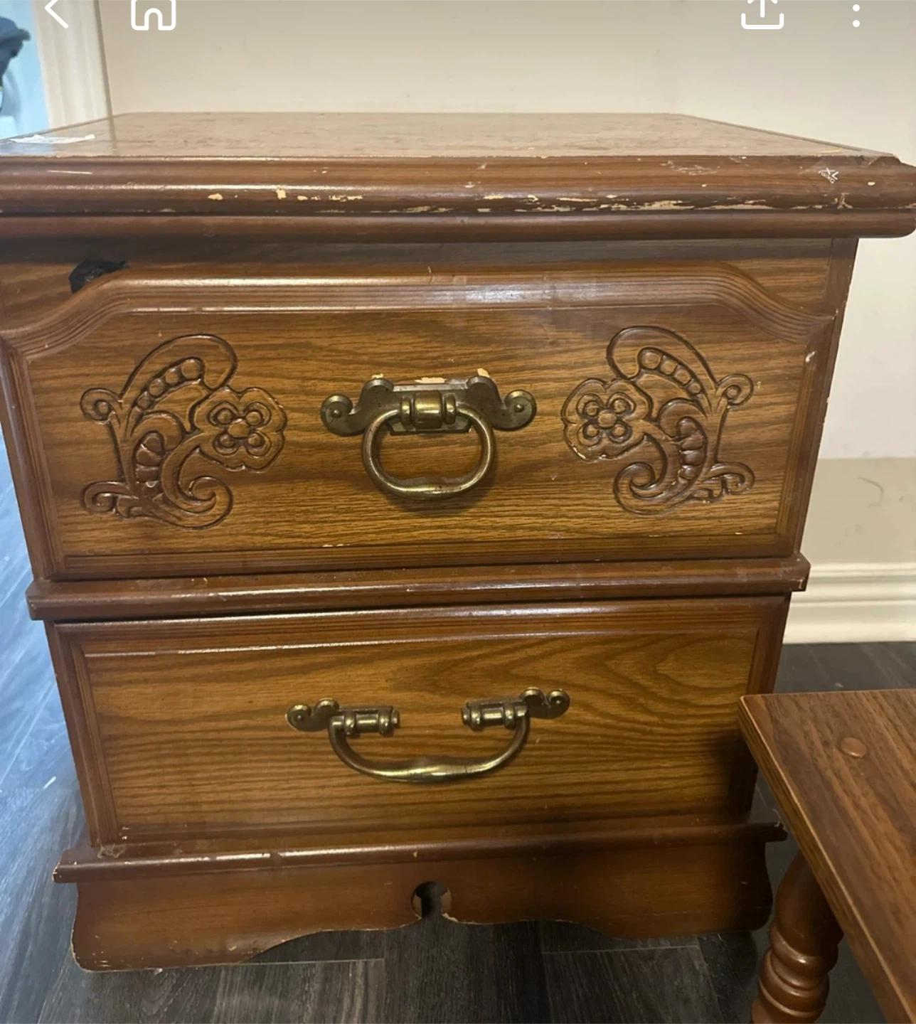 Wooden two-drawer nightstand