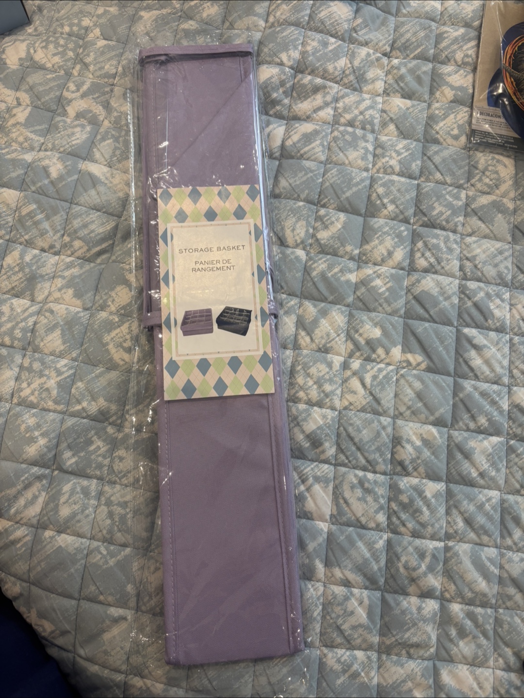Purple Fabric Storage Basket with Dividers