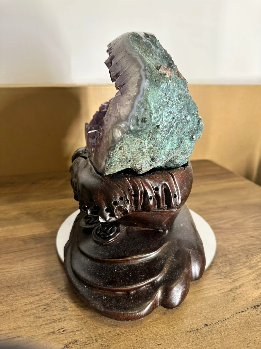 Large Amethyst Geode with Wooden Stand