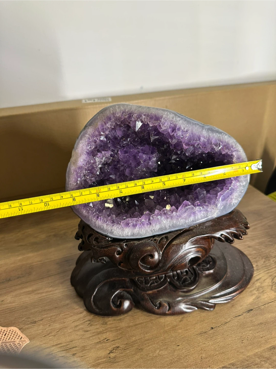 Large Amethyst Geode with Wooden Stand - photo 2
