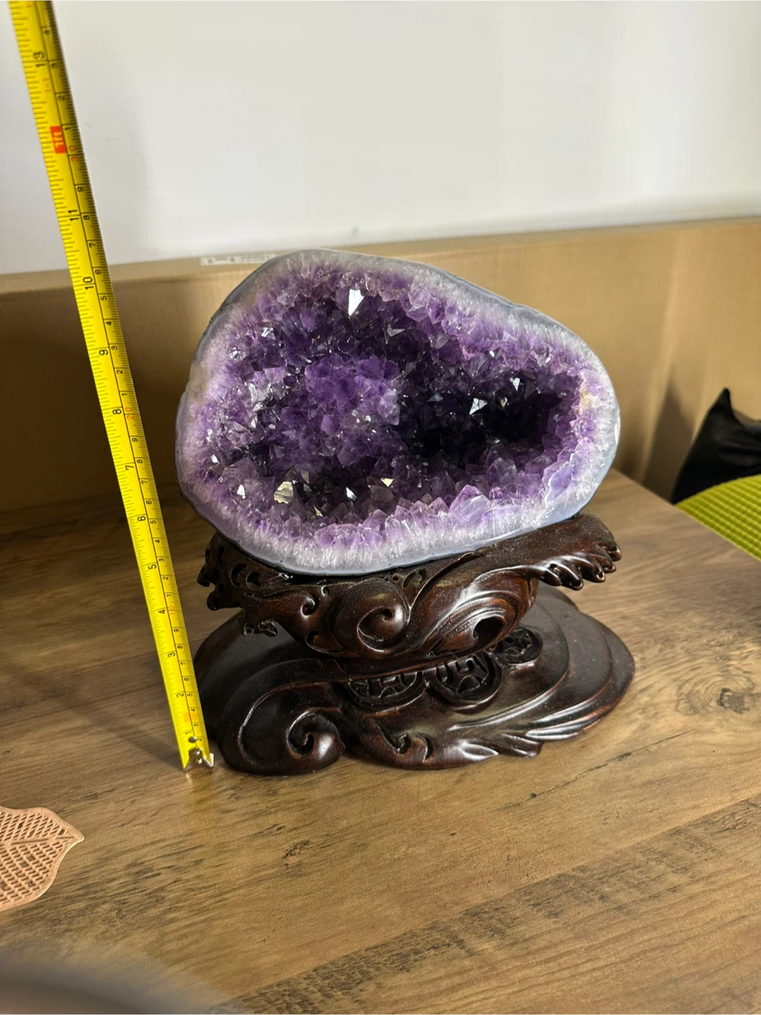 Large Amethyst Geode with Wooden Stand - photo 3