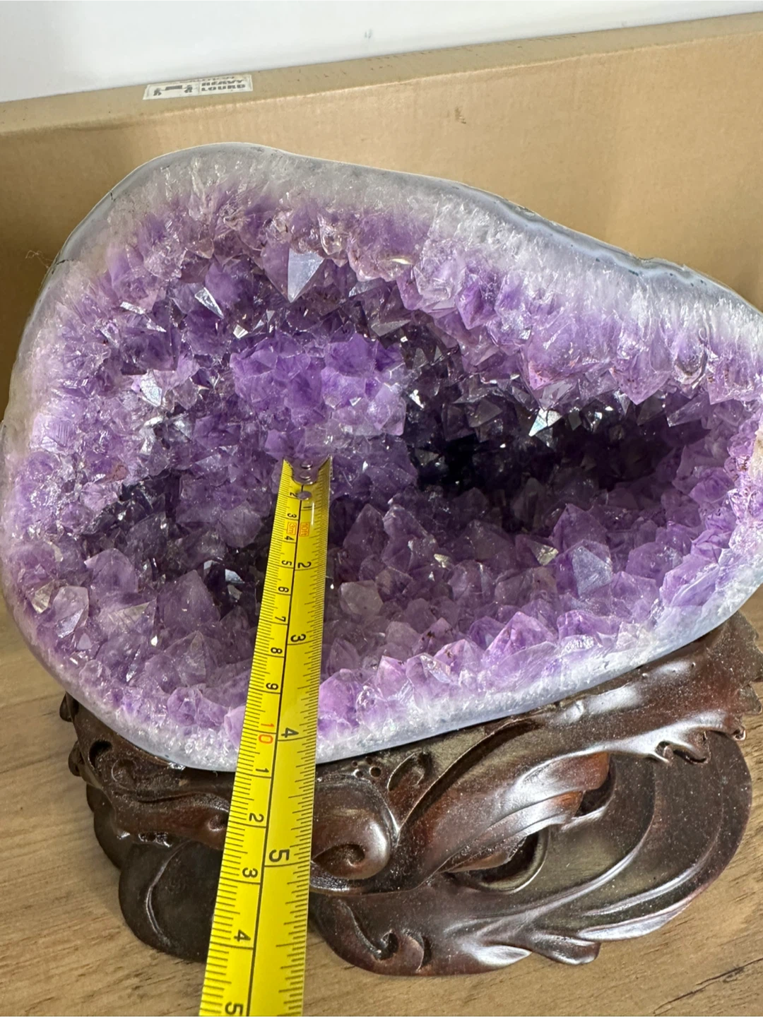 Large Amethyst Geode with Wooden Stand - photo 4