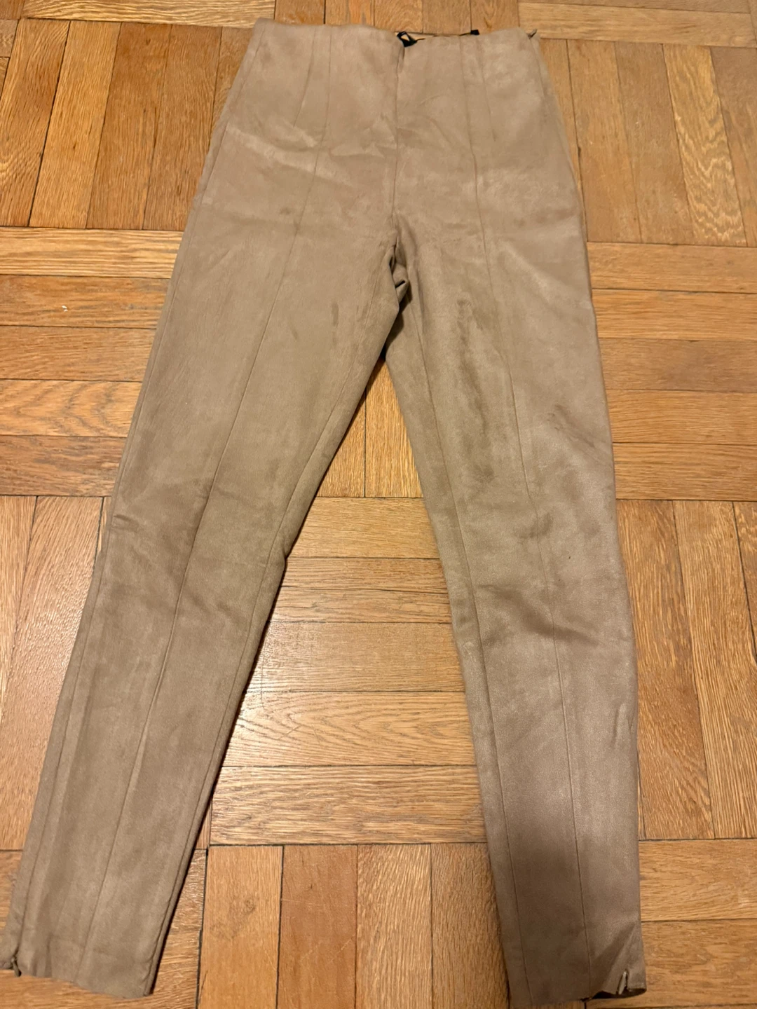 Zara Beige Suede-Effect Pants