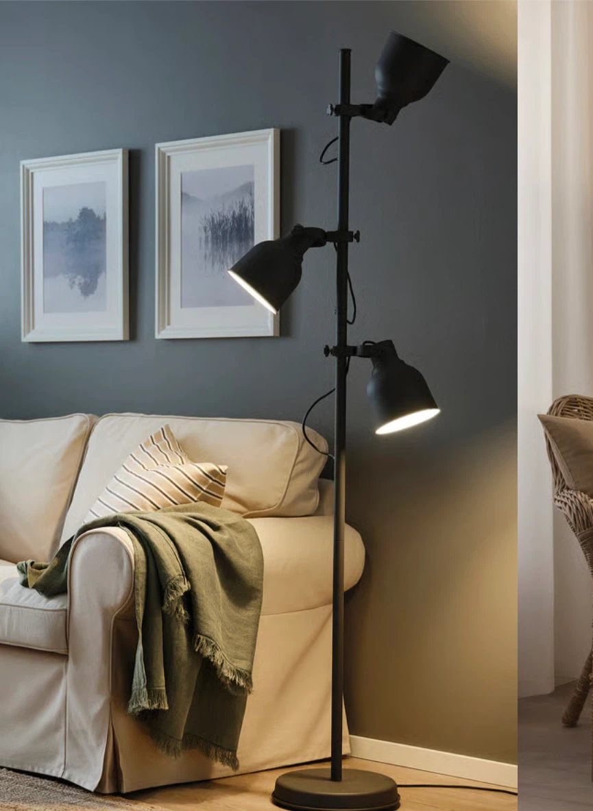 Black 3-Light Adjustable Floor Lamp with Bulbs - photo 2