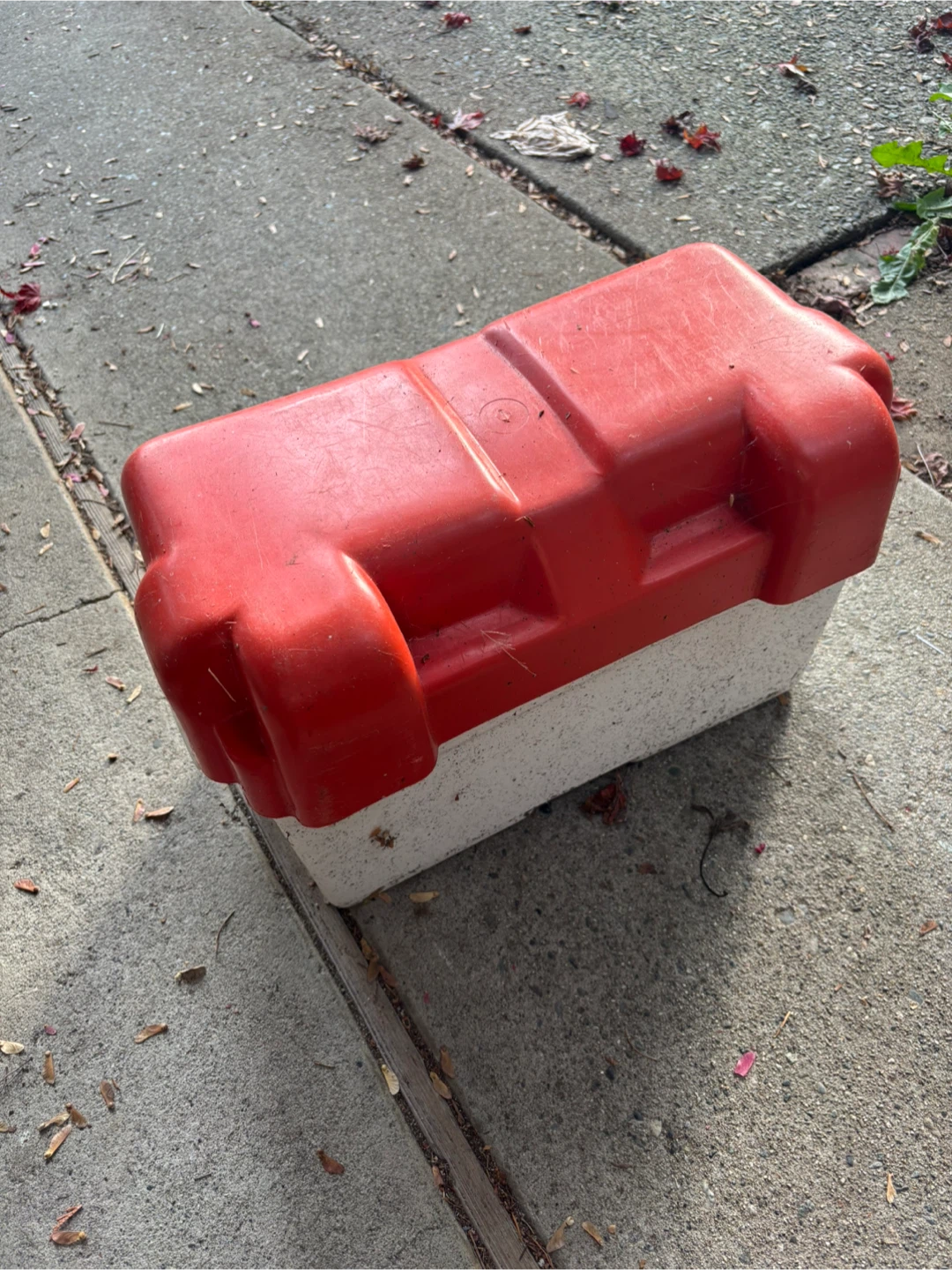 Red and White Plastic Marine Battery Box