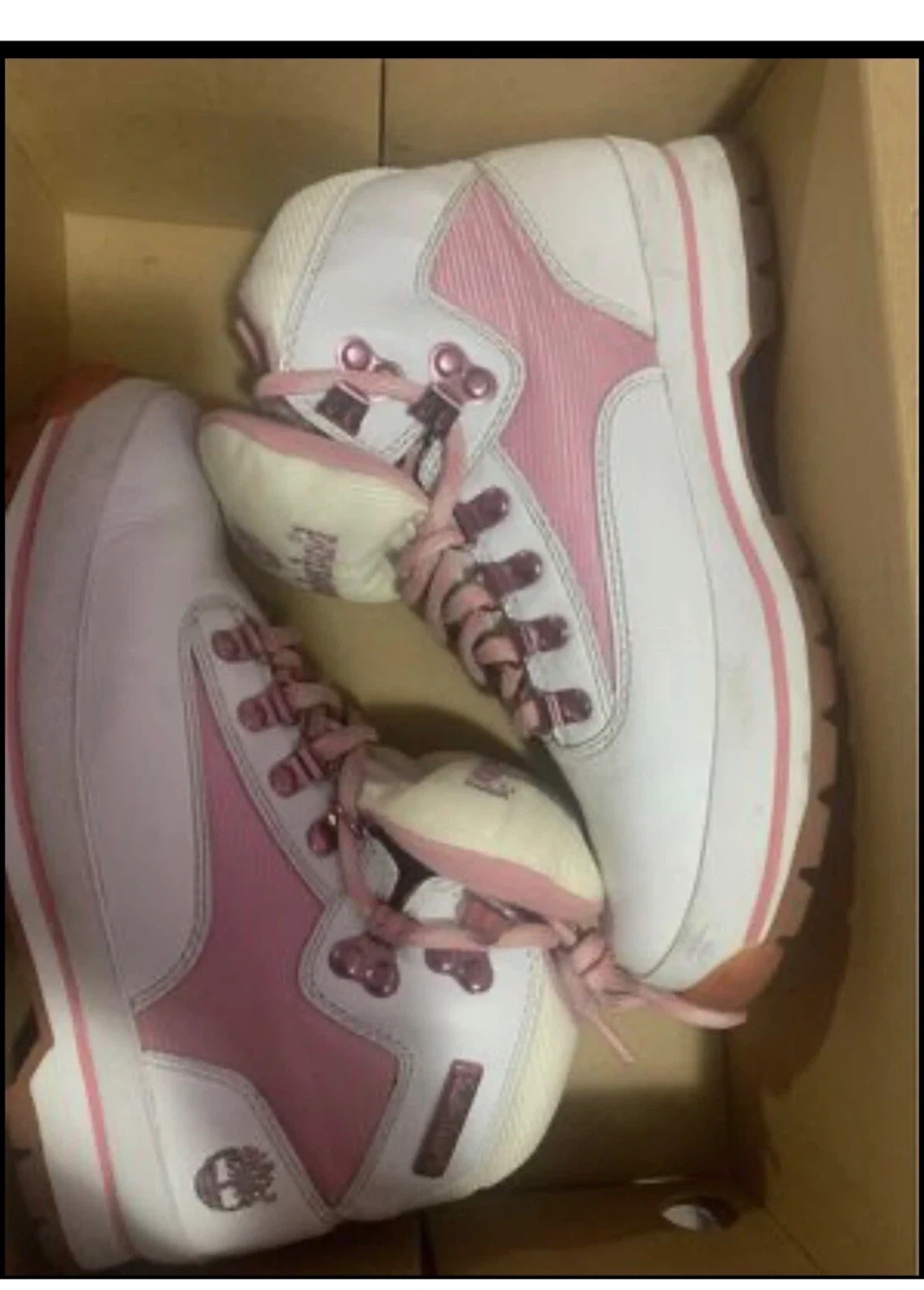 Vintage Timberland White and Pink Boots