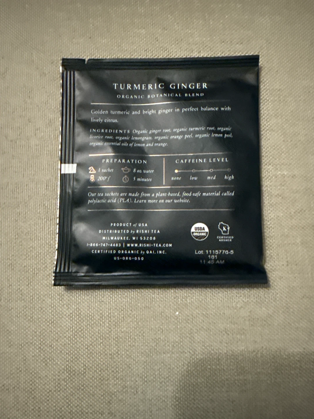 Rishi Turmeric Ginger Tea Sachet - photo 2