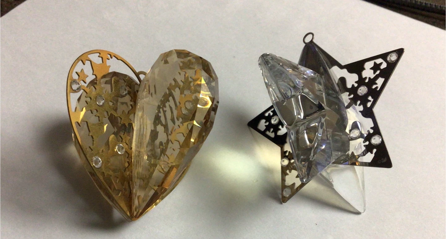 Swarovski Crystal Heart and Star Christmas Decorations