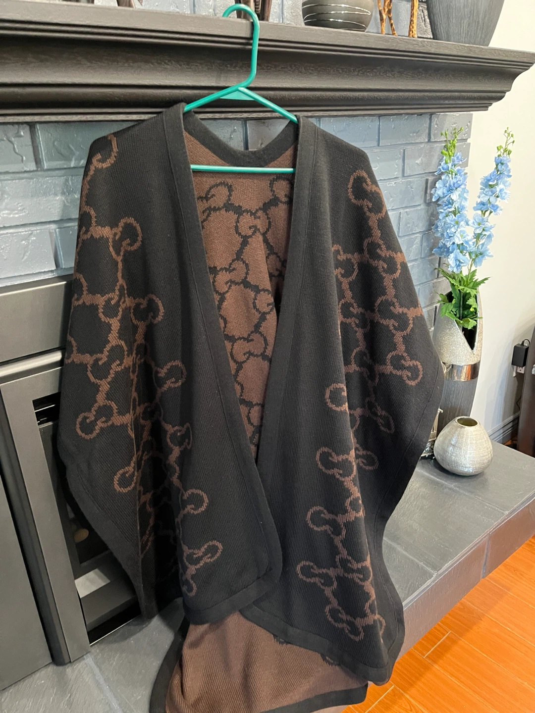 Reversible Brown and Black Poncho