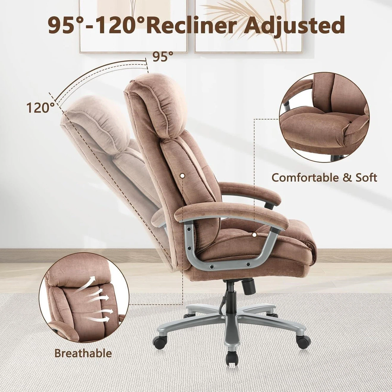 Brand New CLATINA Ergonomic Brown Reclining Office Chair - photo 2