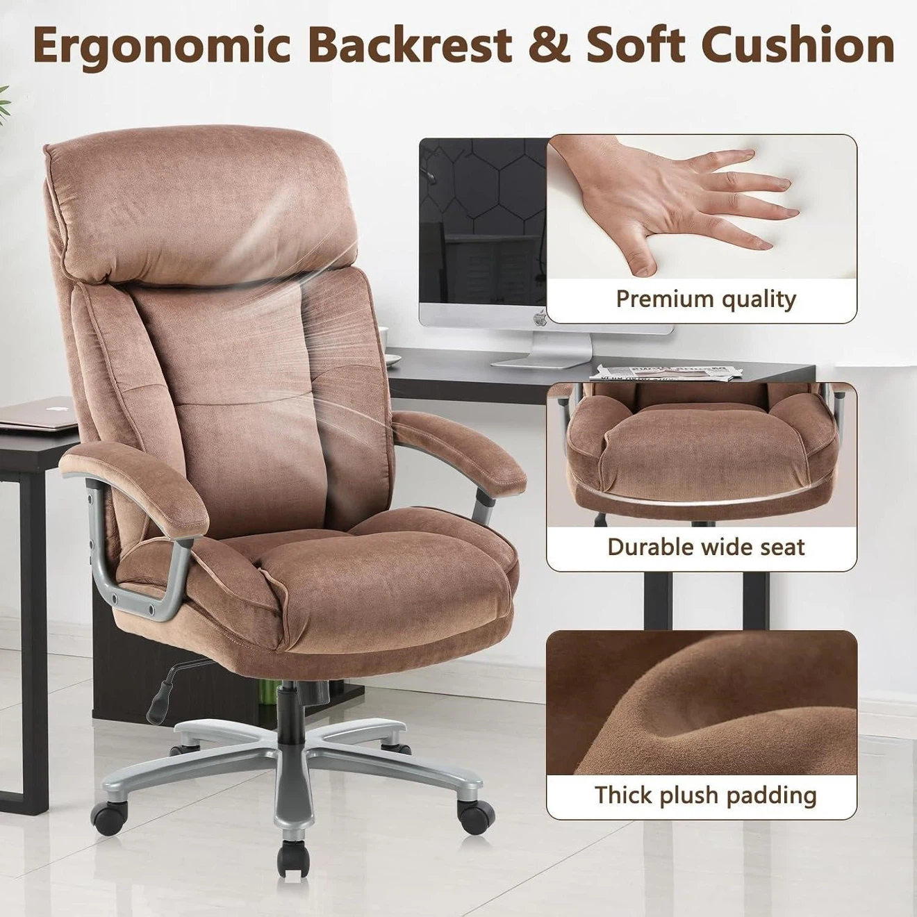 Brand New CLATINA Ergonomic Brown Reclining Office Chair - photo 3