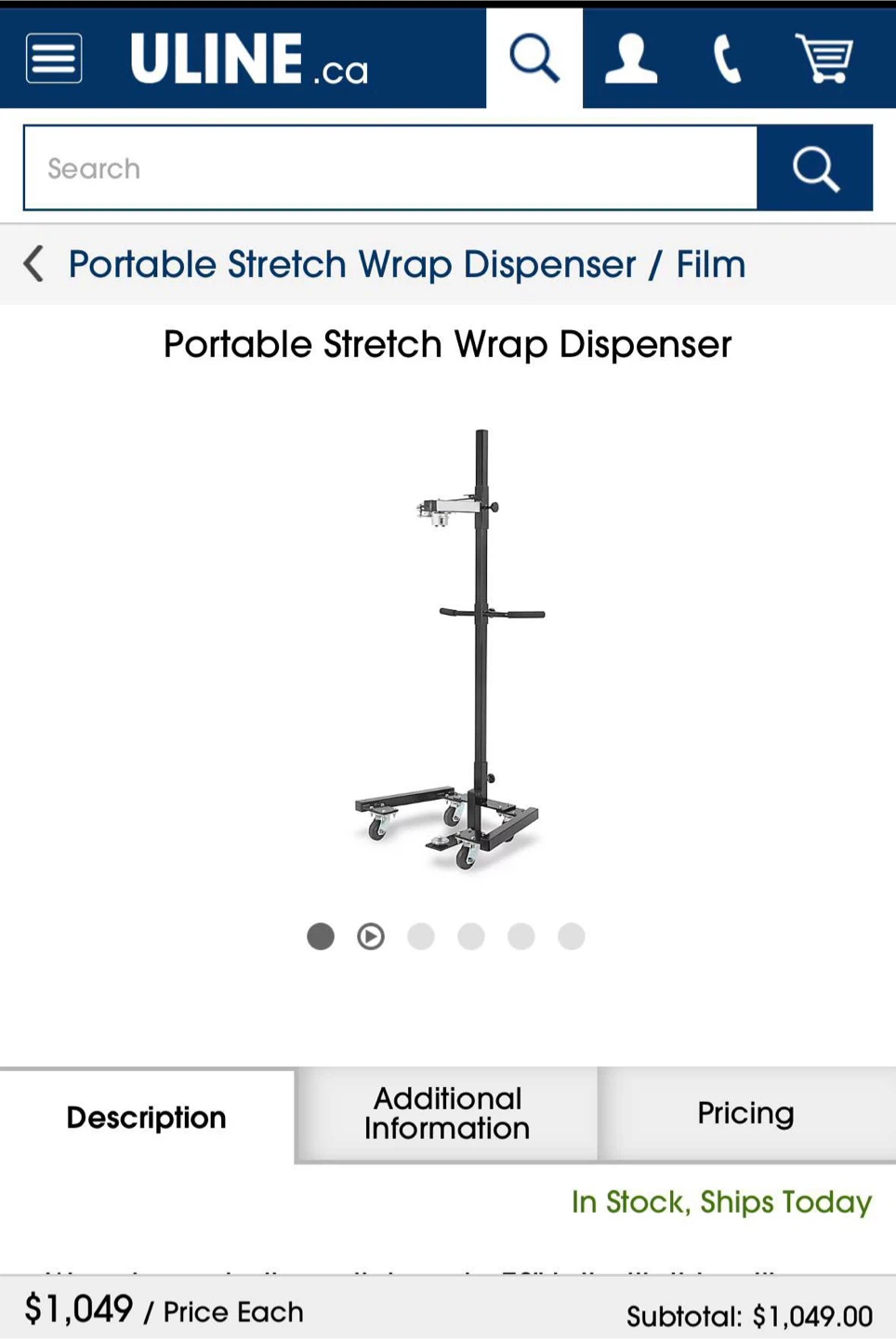 Uline Portable Stretch Wrap Dispenser H-2319 - photo 2