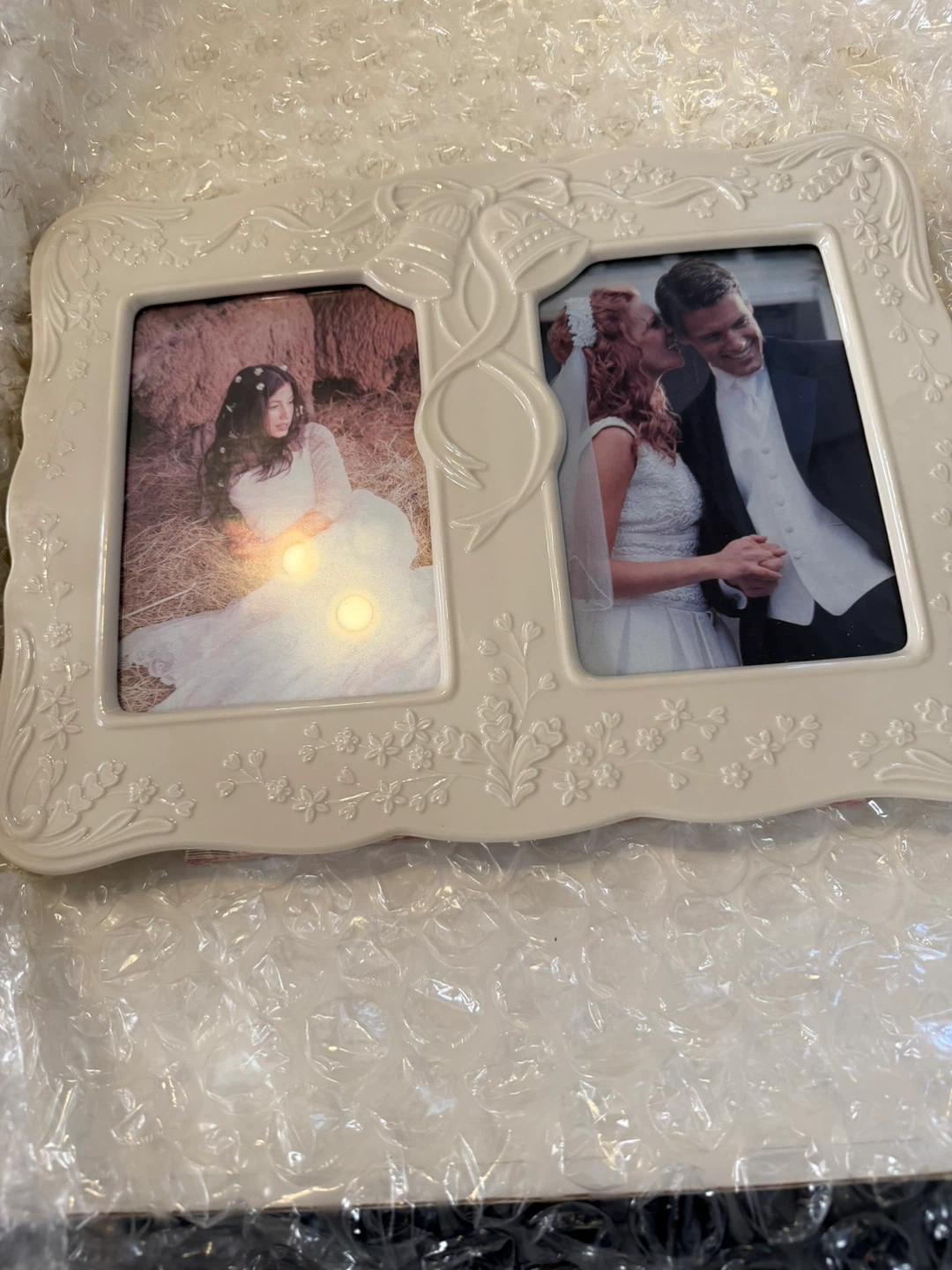 White Double Wedding Picture Frame